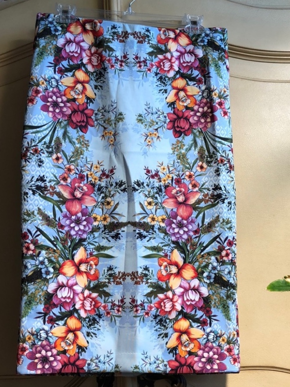 Nordstrom Blue Pencil Skirt with Multicolor Flowers